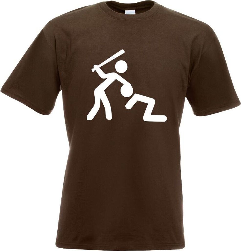 Kiwistar - T-Shirt - Chocolate - Knüppel Schläger Warnung Motiv Bedruckt Funshirt Design Print - mit Motiv Bedruckt - Funshirt Design - Sport - F...
