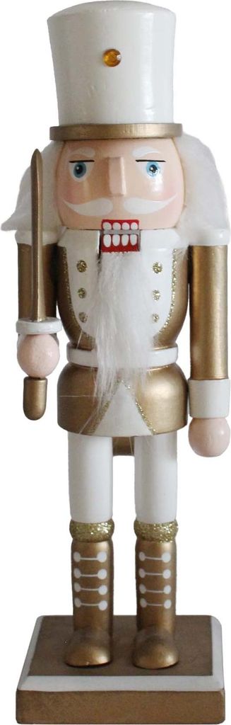Weihnachtsnussknacker Rebecca Mobili Populus 25x6,5x7,5 Holz Weiß Gold Klassisch