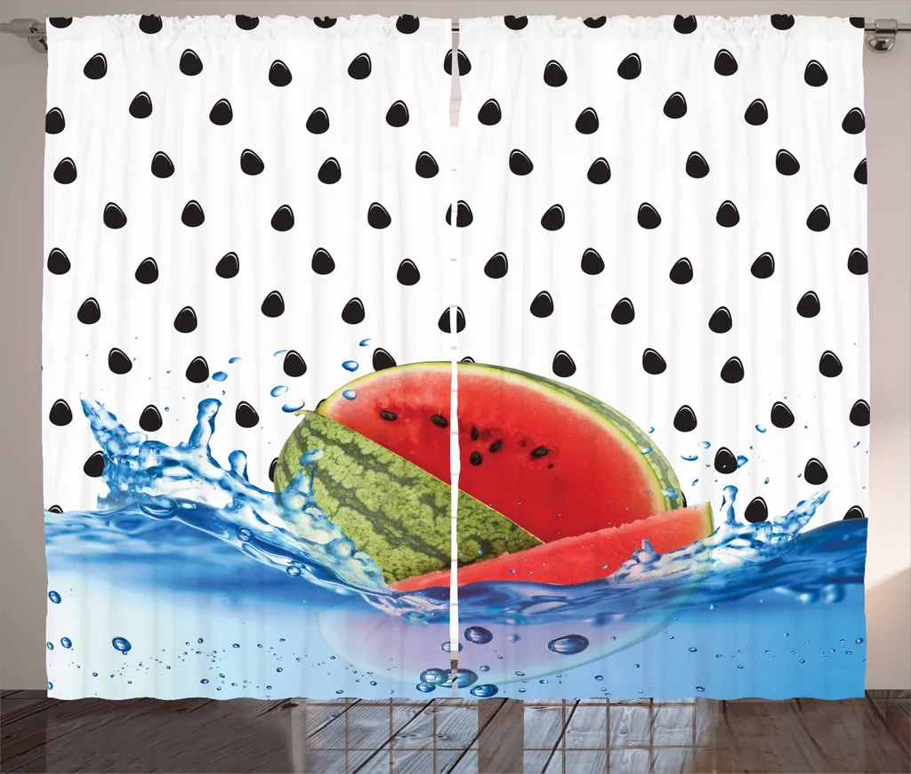 Rideau Occultant Léger Pastèque pour Grandes Fenêtres 280x225 cm Set