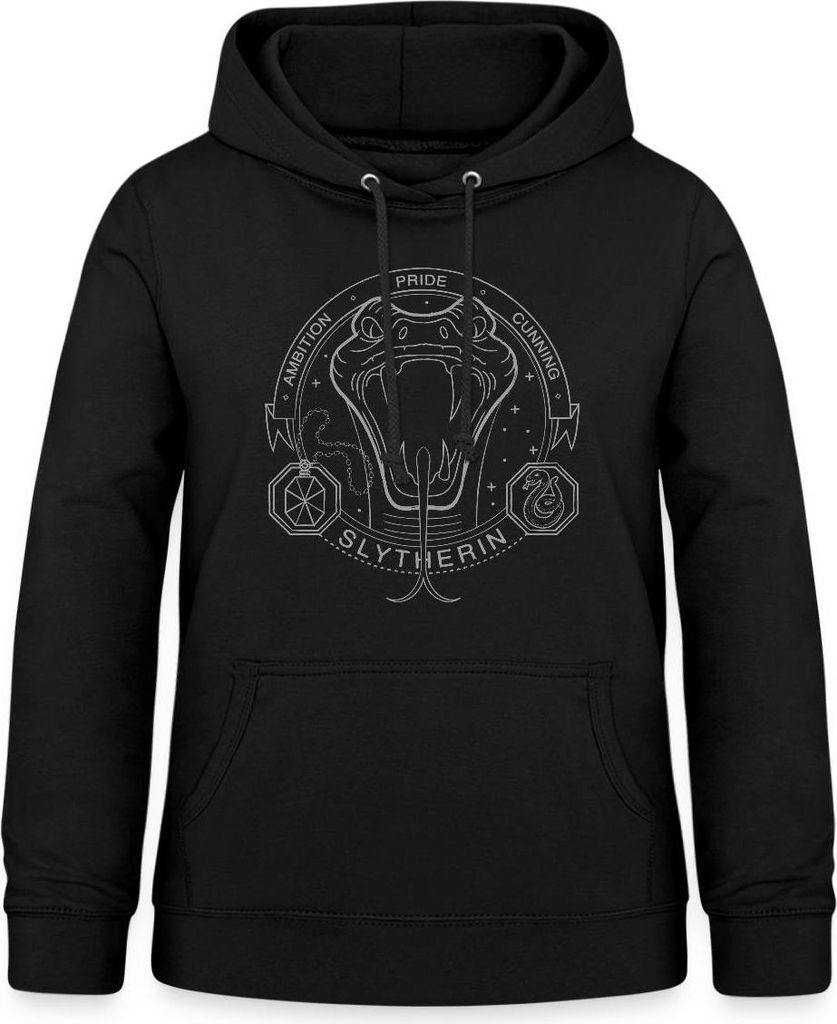 Spreadshirt Harry Potter Slytherin Wappen Schlange Damen Hoodie, L, Schwarz