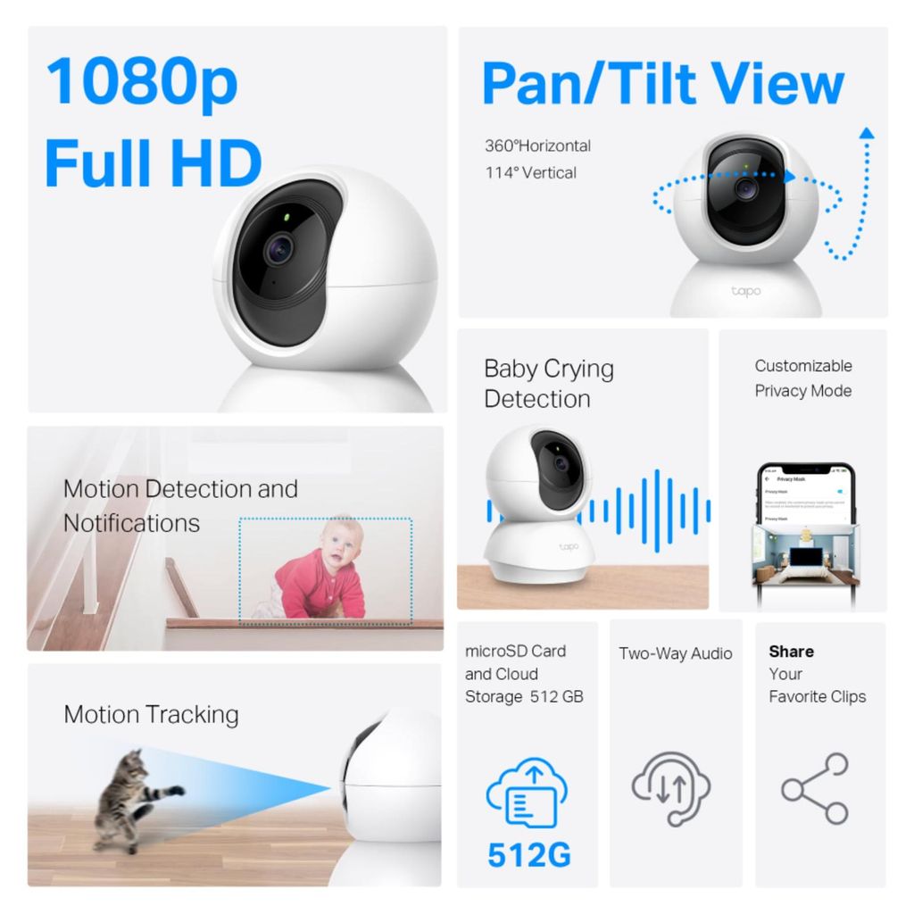 TP-Link Tapo C200P2, Beveiligings-IP-camera, Binnen, Productafbeelding 