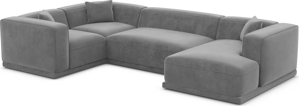 Samtstoff U-Form XL Wohnlandschaft Diora Dunkelgrau Rechts