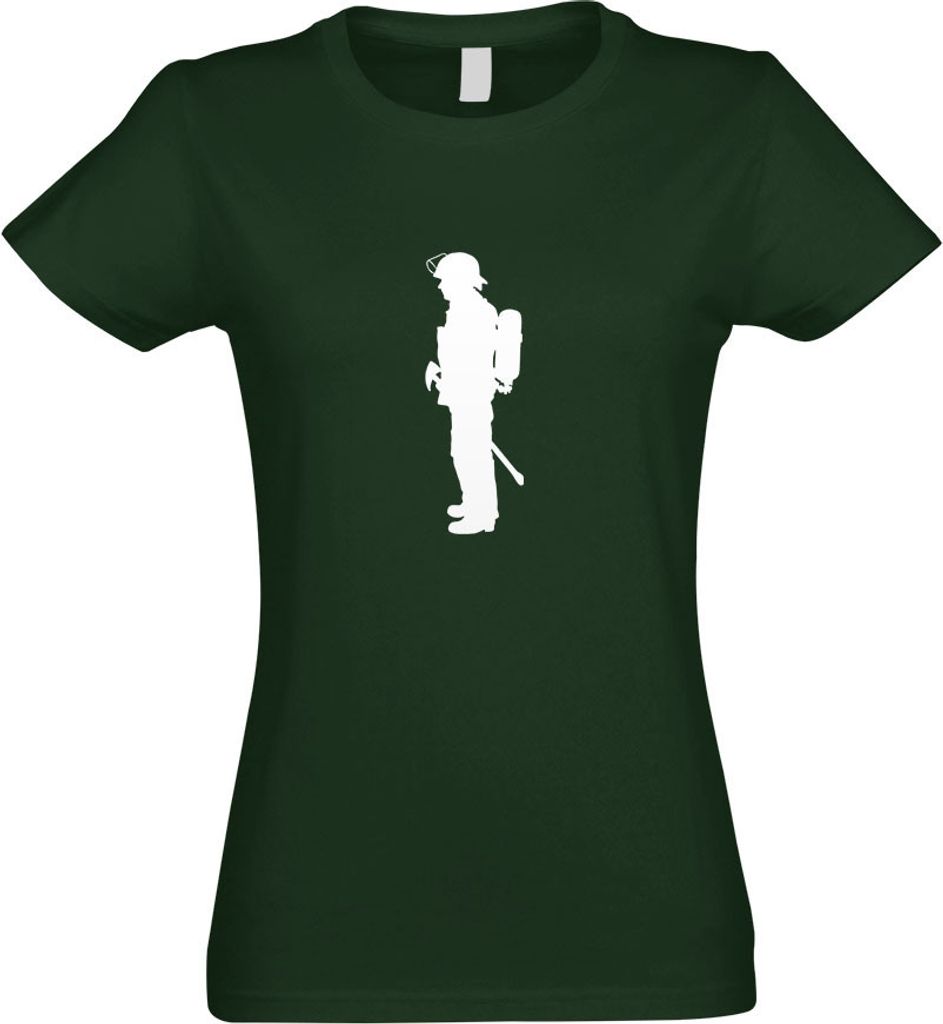 Kiwistar - T-Shirt tailliert - Damen - flaschengrün - Feuerwehrmann - Einsatz - mit Motiv Bedruckt - Funshirt Design - Sport - Freizeit - Damen - L