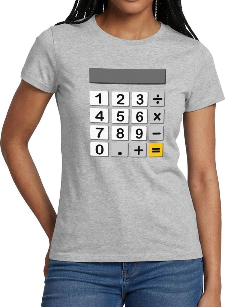 Spreadshirt Taschenrechner Kostüm Für Fasching & Karneval Frauen T-Shirt, S, Grau meliert