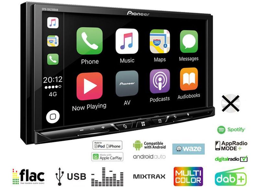 Pioneer SPH-DA230DAB, Schwarz, 2 DIN, 3.0 Kanäle, 50 W, Produktbild 