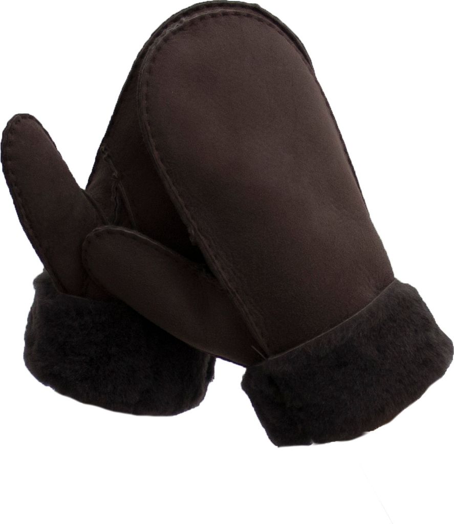 Fäustlinge Faust Handschuhe aus Lammfell mit Veloursleder HDS-FAUST1 Braun S (7) Handumfang ca.17cm