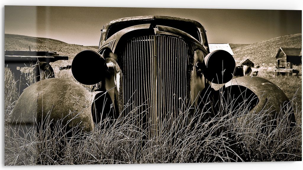 DEQORI Küchenrückwand Glas 80x40 cm 'Vergessene Reisen' Spritzschutz Bad Rückwand Küche