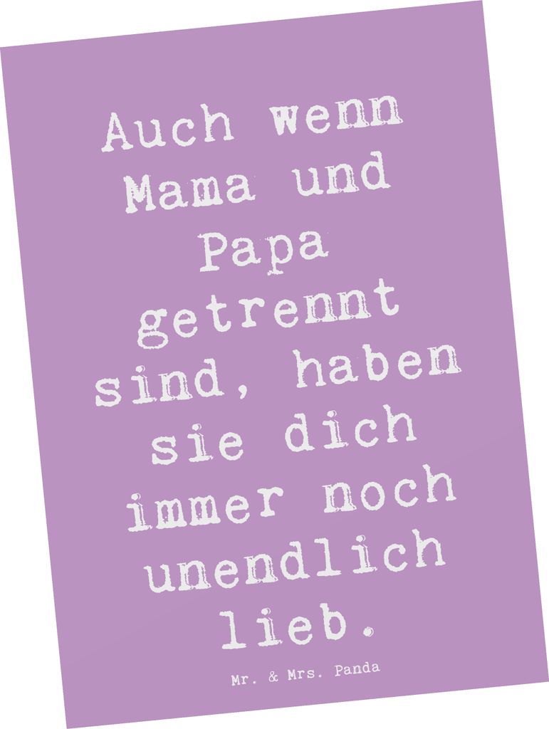 Mr. & Mrs. Panda Postkarte Spruch Trennung von den Eltern - Lavendeltraum - Geschenk, Zuversicht, Fotokarte, Kraft, Neuanfang, Trost, Postkarten, G...