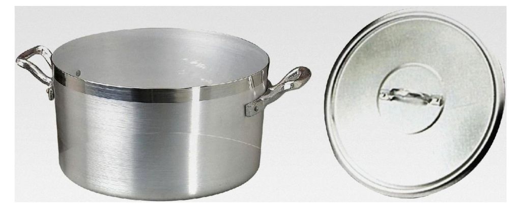 Hohe Kasserolle aus Aluminium mit 2 Griffen aus rostfreiem Stahl, Silber, 4,5 Liter