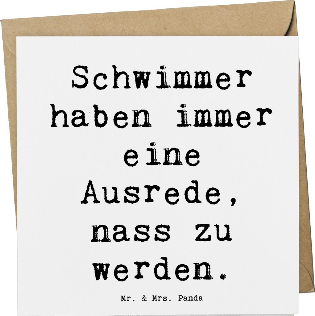Mr. & Mrs. Panda Glückwunschkarte Spruch Schwimmen Ausrede - Weiß - Geschenk, Klappkarte, Sportart, Teamsport, Schwimmbad, faltkarte, Nass, Schwi...