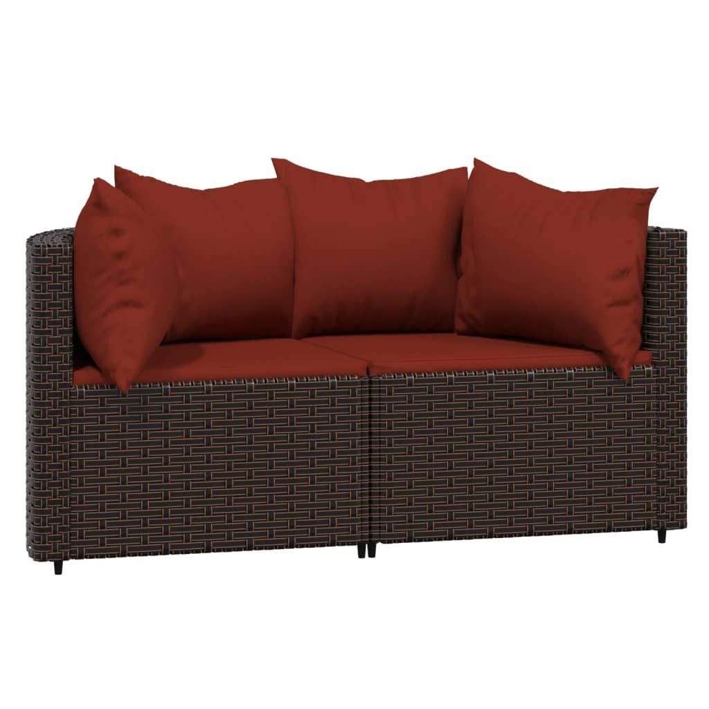 vidaXL Canapé d'angle de jardin avec coussins 2 pcs. Marron Image du produit 