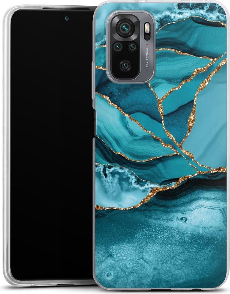 DeinDesign Slim Hülle für Xiaomi Redmi Note 10S Silikon Case Ultra Dünn Handyhülle Edelstein Glitzer Look Marmor