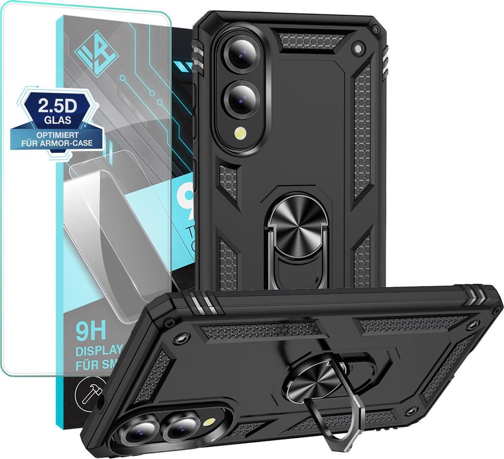 Armor Outdoor Handyhülle für Samsung Galaxy S25 Edge Handy Panzer Case Schutzhülle mit 9H Displayglas Displayschutz Farbe: Schwarz