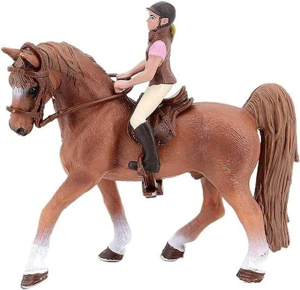 Jouet miniature cheval et cavalière western - Set de jeu équestre