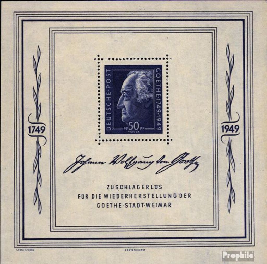 Briefmarken Sowjetische Zone (All.Bes.) 1949 Mi Block6 (kompl.Ausg.) Ersttagssonderstempel gestempelt Goethe