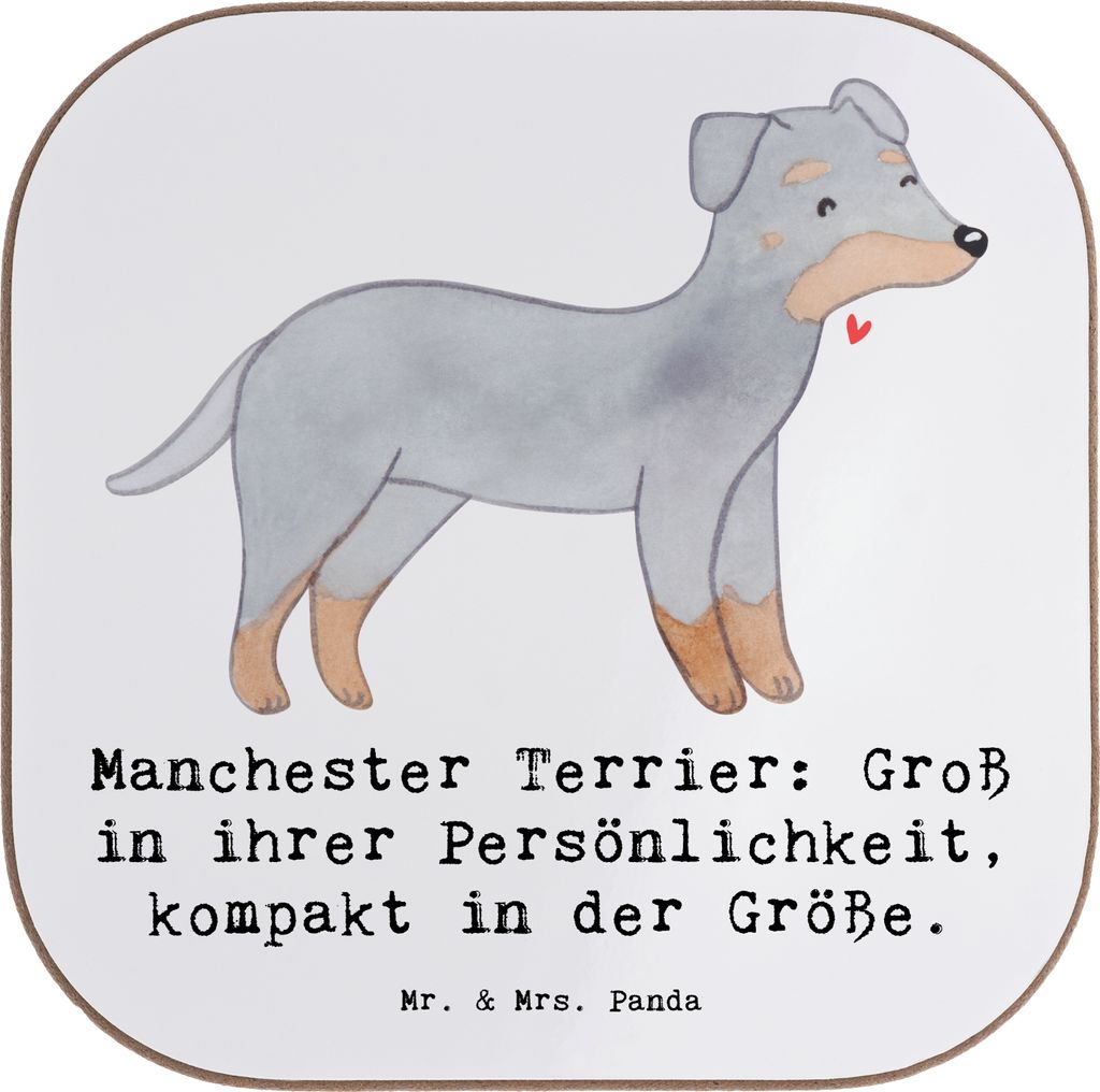 Mr. & Mrs. Panda Tischschoner Manchester Terrier Persönlichkeit - Weiß - Geschenk, bieruntersetzer, Hunderassen Pflege, Begleiter, intelligent, H...