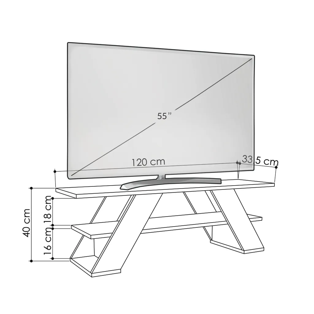 Petit meuble TV gris anthracite 120 cm Farfalla pour salon et studio