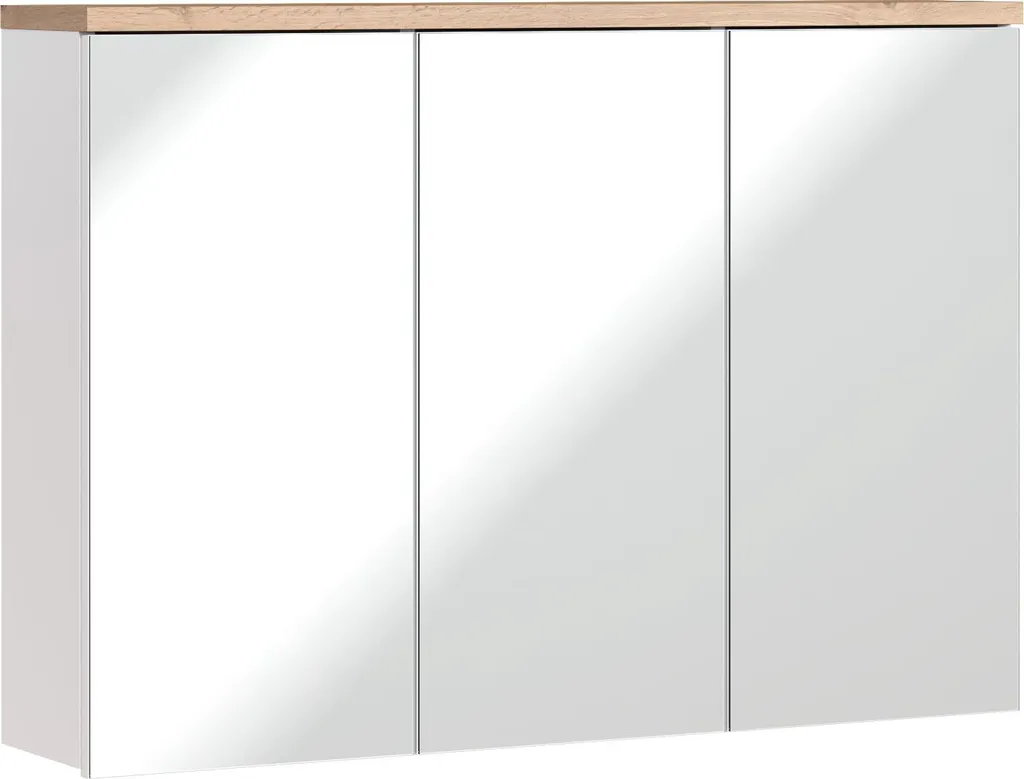 Meuble miroir salle de bain 100cm Bali Gris et Blanc décor Chêne