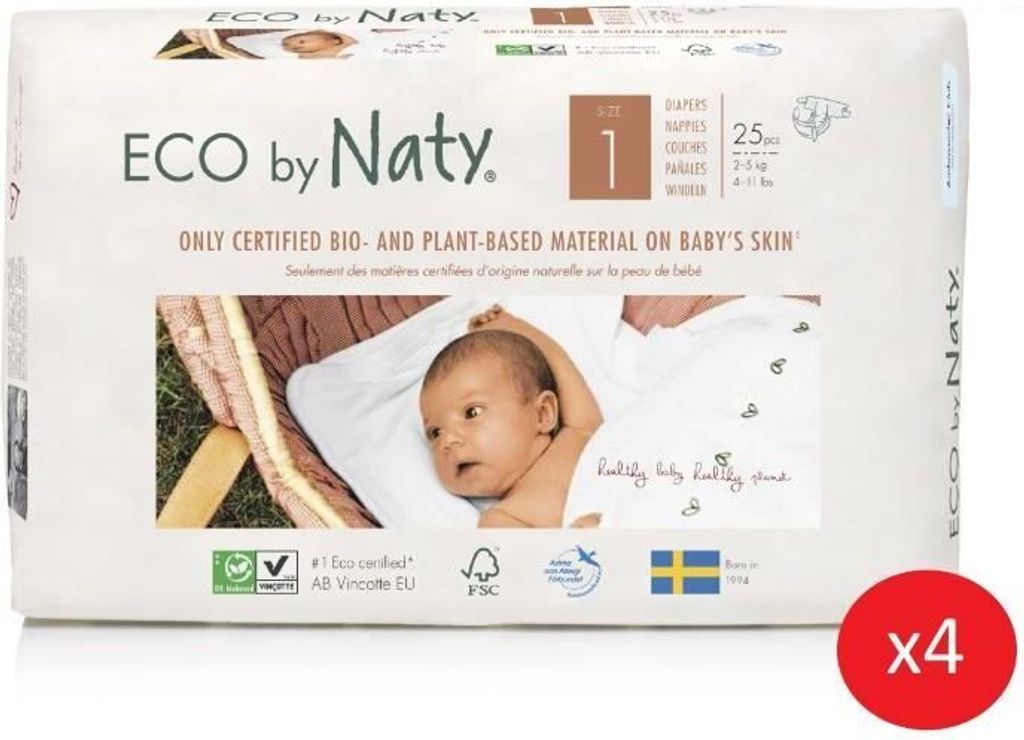 Eco by Naty Windeln Größe 1 100 Windeln 2-5kg ONE MONTH Produktbild 