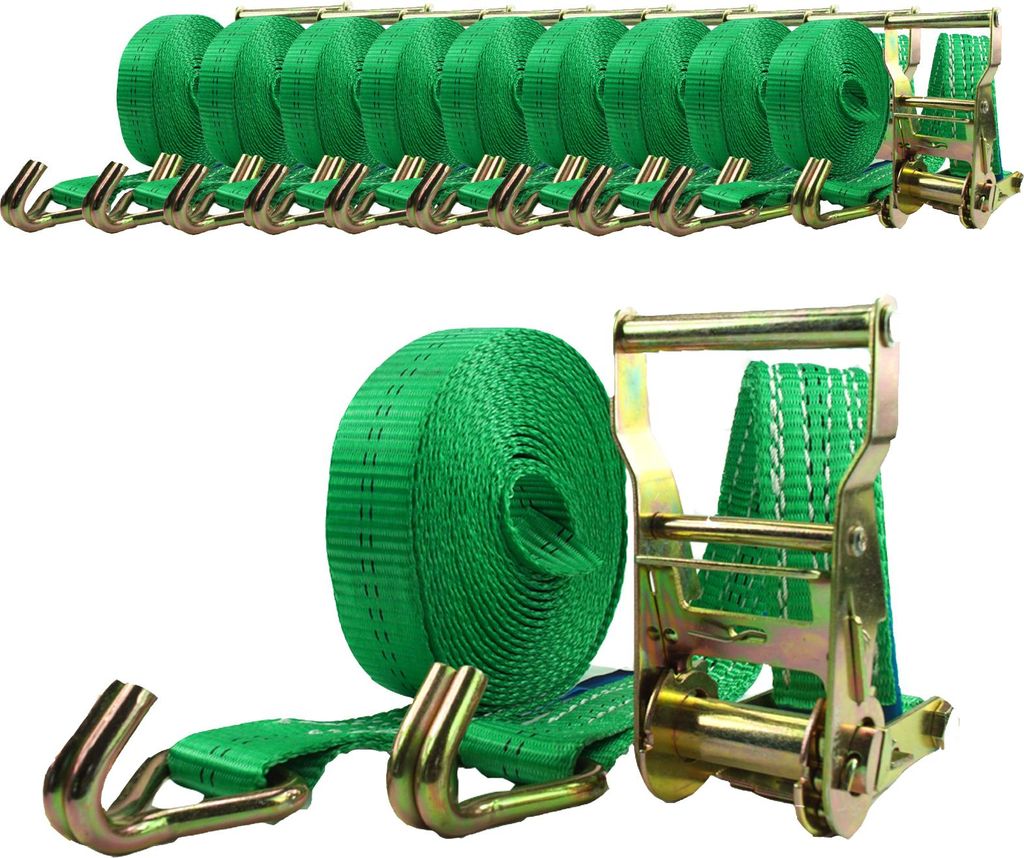 10x Profi Ratschen Spanngurt Spanngurte Zurrgurt 2-tlg 6m 2t 2to 2000 kg GRÜN