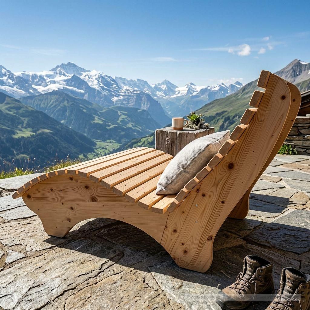 Holzliege Wellenliege Waldsofa Relaxliege Gartenliege Produktbild 