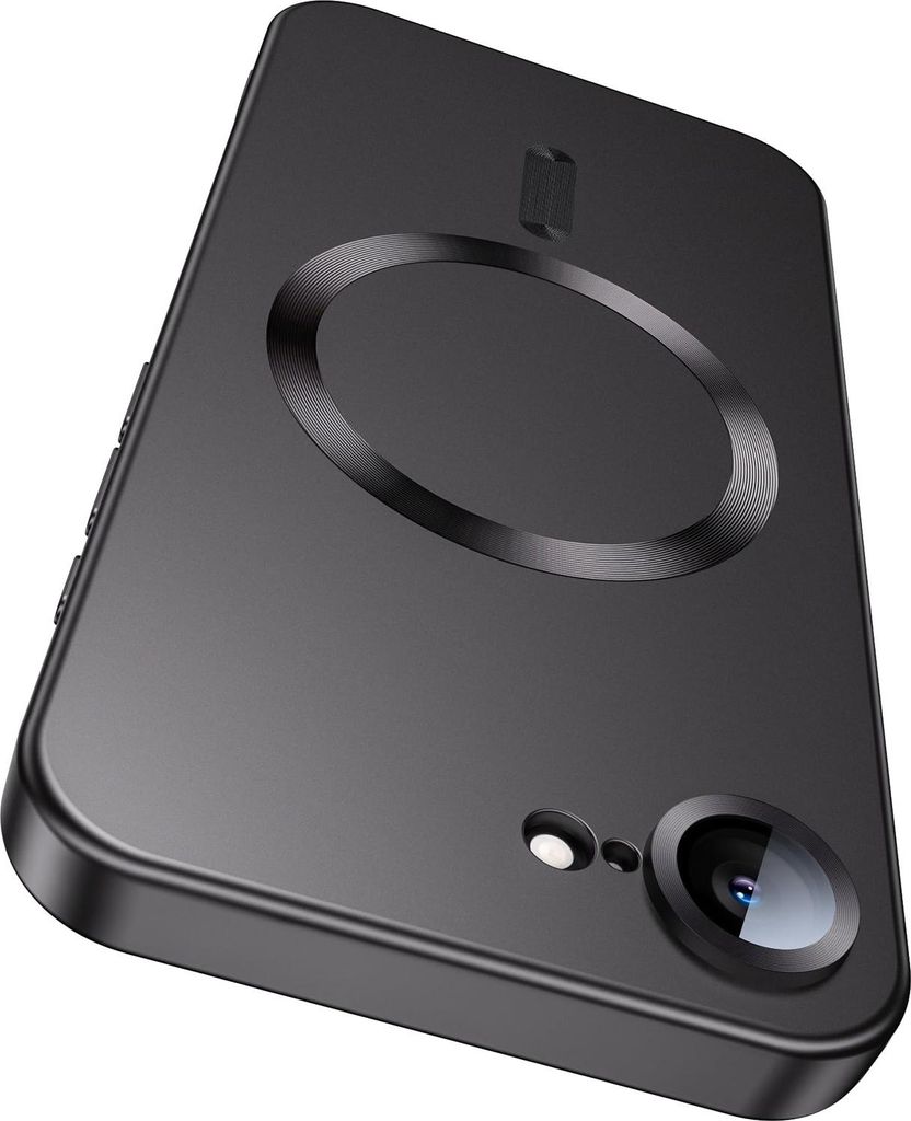Magnetische Hülle für iPhone 16e/iPhone 17e Matt Silikon Handyhülle mit Kameraobjektivschutz, Kompatibel mit MagSafe Schwarz