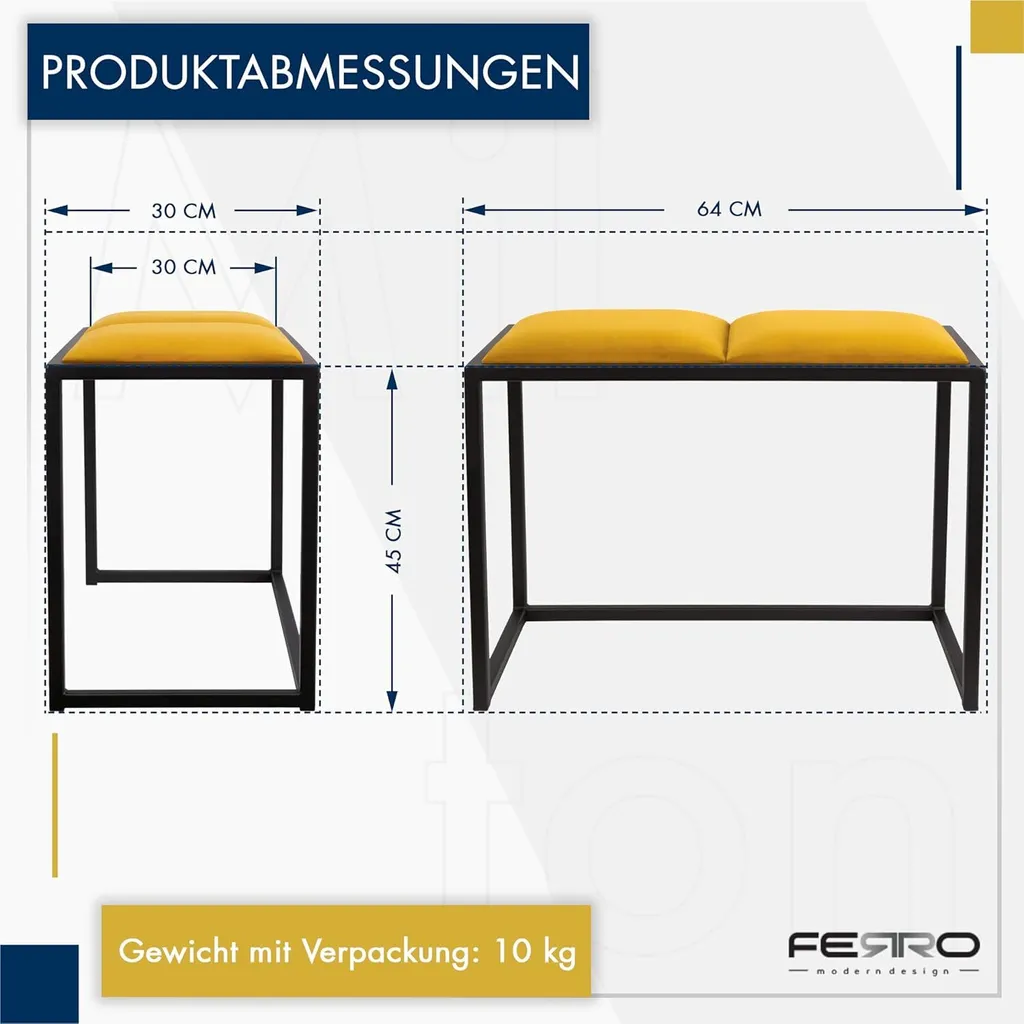 Panca Ingresso Loft Gialla 64,5cm - Appendiabiti Fatto a Mano - 3