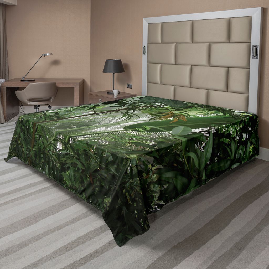 ABAKUHAUS Regenwald Bettlaken, Tropische Regenwald Bewahrung Feuchtigkeit Palme Wilde Umwelt Misty Nature, weiches bequemes oberes Bettlaken für e...
