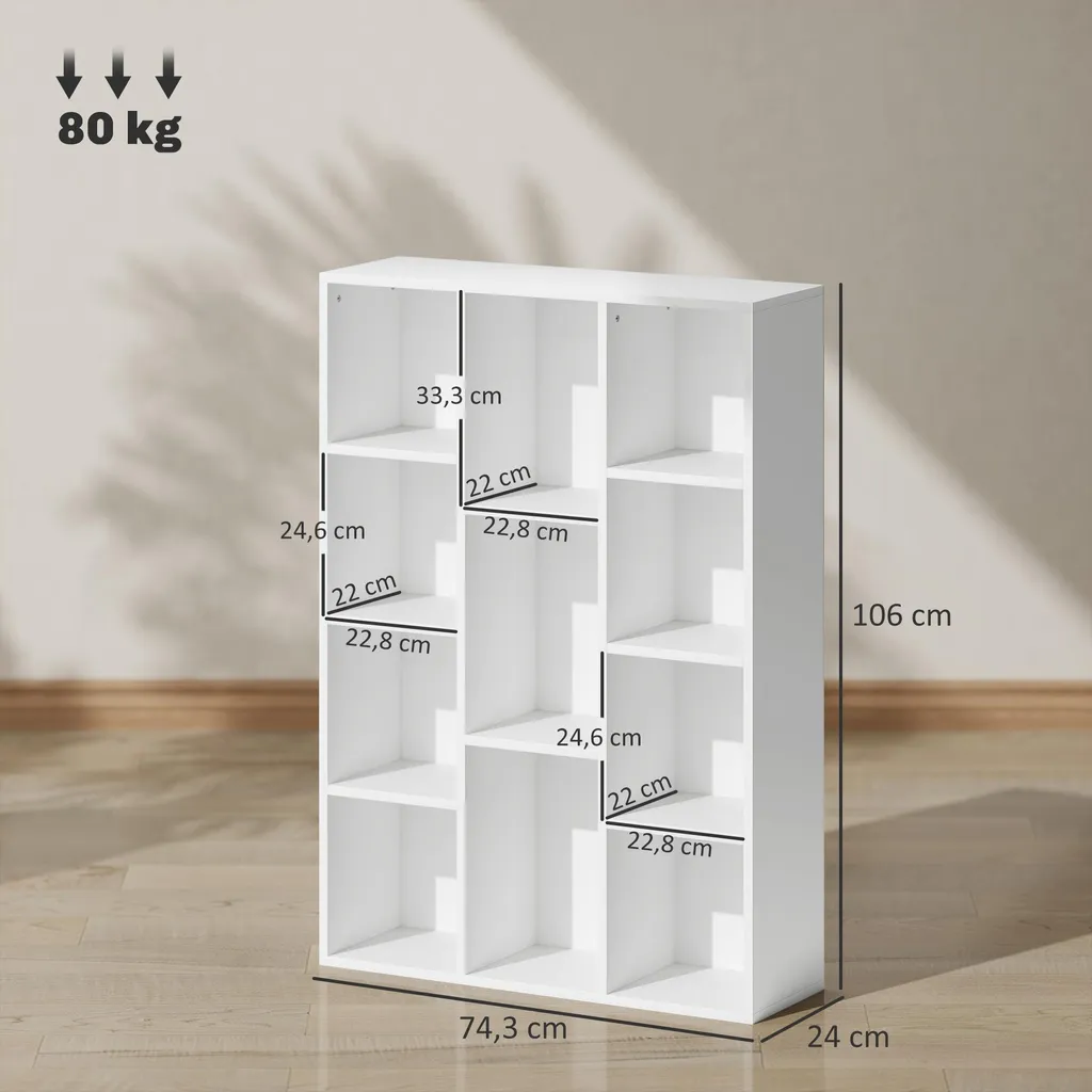 Étagère de rangement blanche 11 compartiments modulable 100x30x120 cm - 3