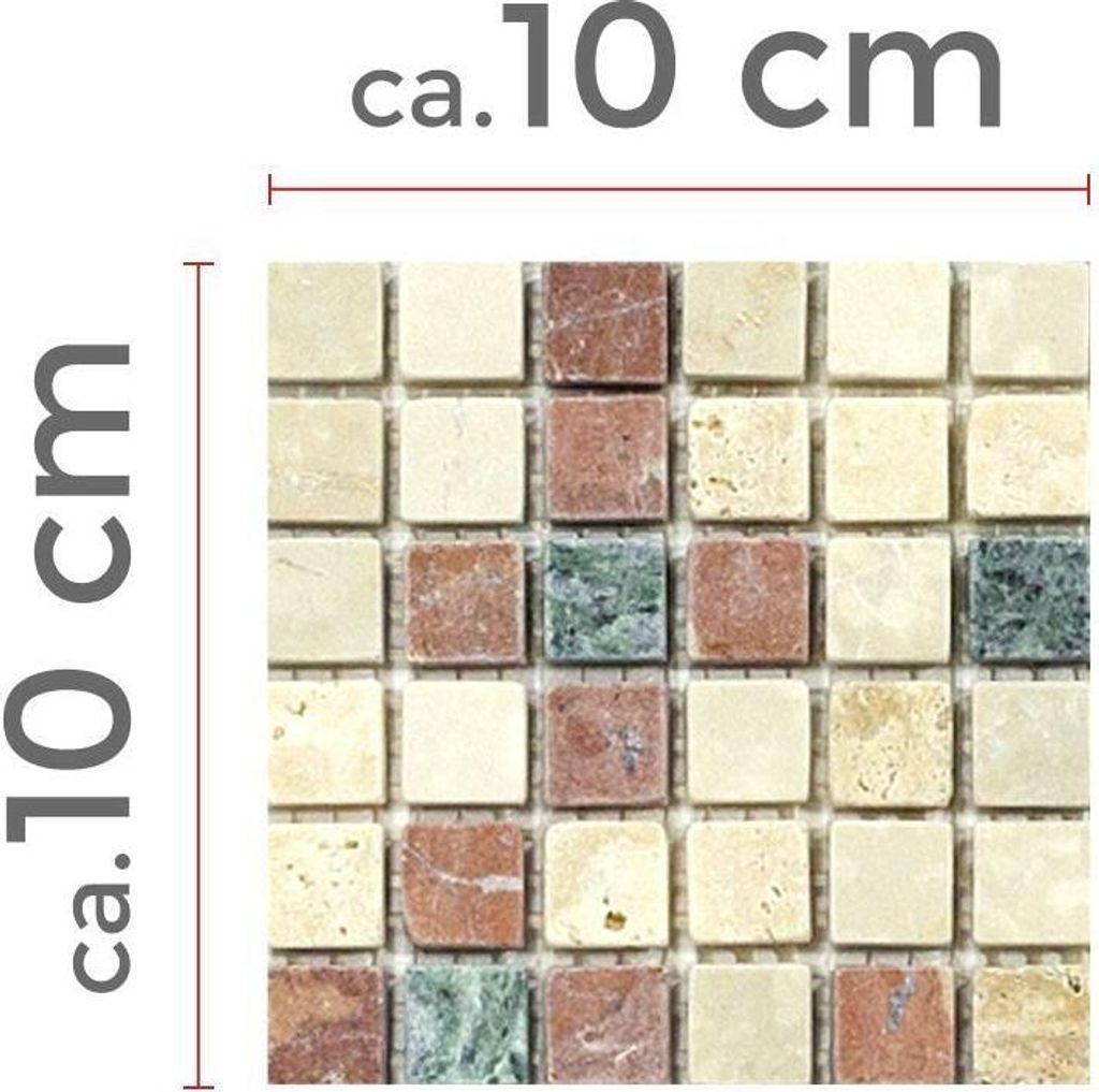 Muster von Marmor Naturstein Mosaik Fliesen Antebia Creme Beige Rot Grün