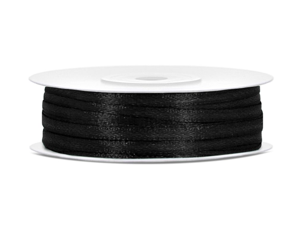 Wstążka satynowa 3 mm/50 m Czarna Party Deco Obrázek produktu 
