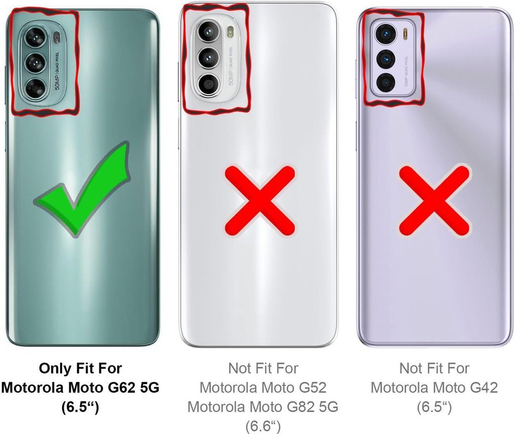 MAOGE Cover A Portafoglio In Pelle Per Motorola Moto G62 5G - Custodia Libro Con Slot Carte RFID E Supporto - Viola - 2