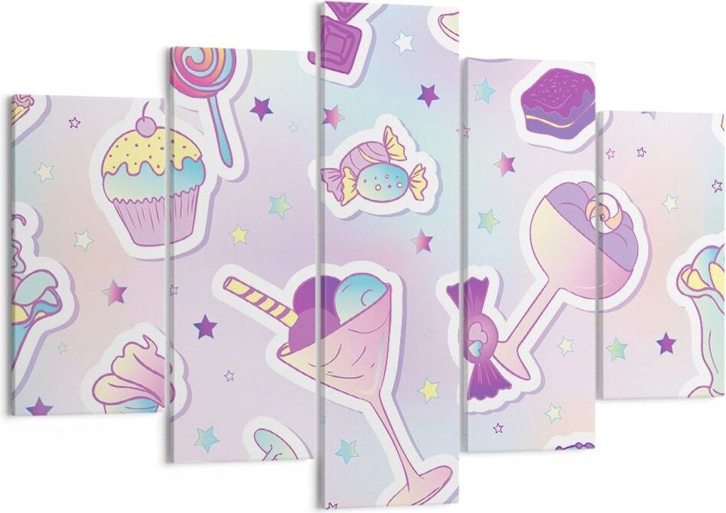 Bild auf Leinwand - Leinwandbild - Süßigkeiten Süßigkeiten Kinder Kuchen - 150x100cm - Wand Bild - Wanddeko - Leinwanddruck - Bilder - Kunstdru...