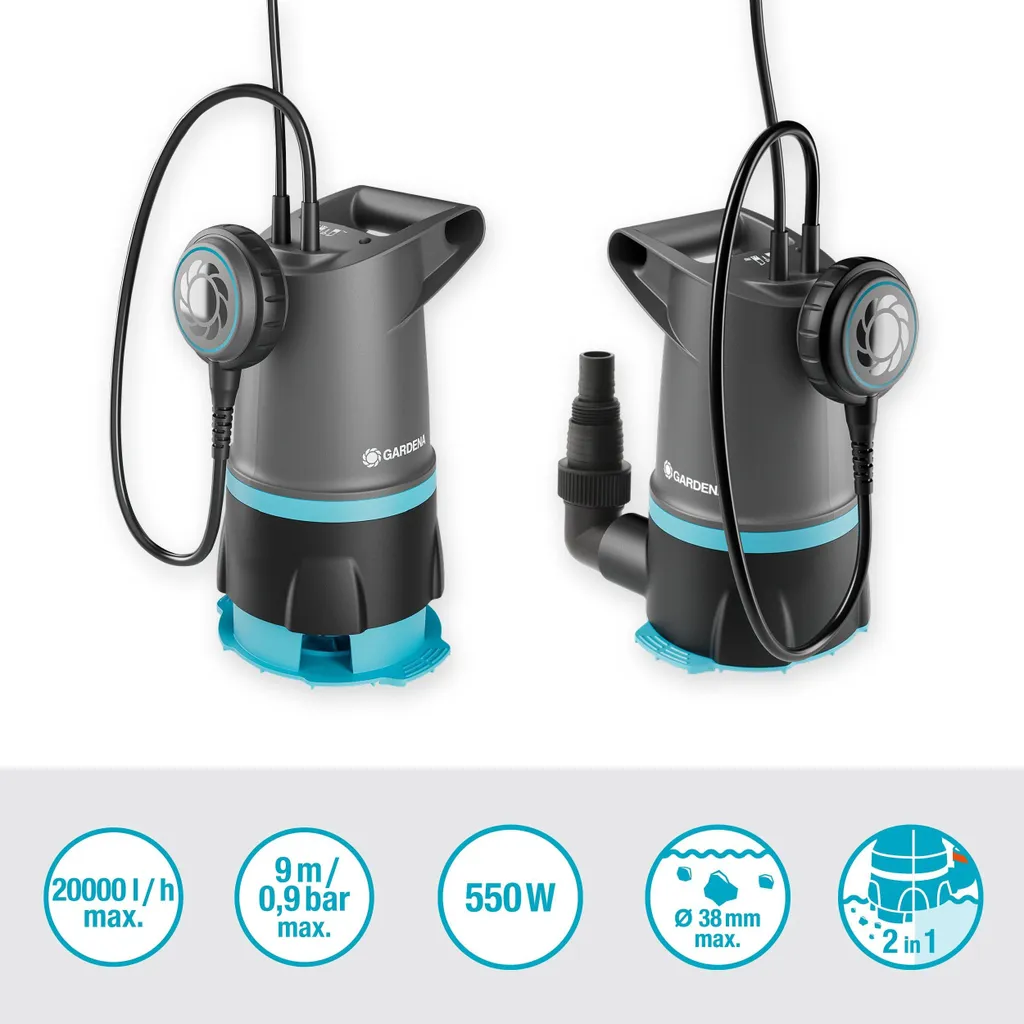 GARDENA 09018-47 Pompe d'évacuation eaux chargées 20000 BASIC 450W - 5