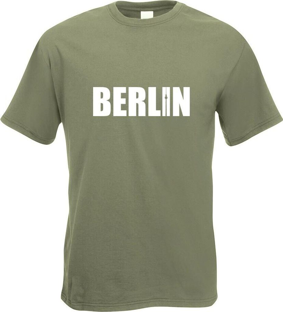 Kiwistar - T-Shirt - Olive - Berlin Schriftzug Motiv Bedruckt Funshirt Design Print - mit Motiv Bedruckt - Funshirt Design - Sport - Freizeit - Her...