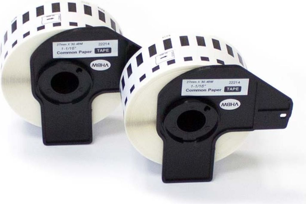 vhbw 2x Rolle mit Halter 27mm x 30,48m (1 Etikette) kompatibel mit Brother PT QL-710W, QL-720, QL-580N, QL-650, QL650TD, QL-700, QL-710 Drucker Weiß