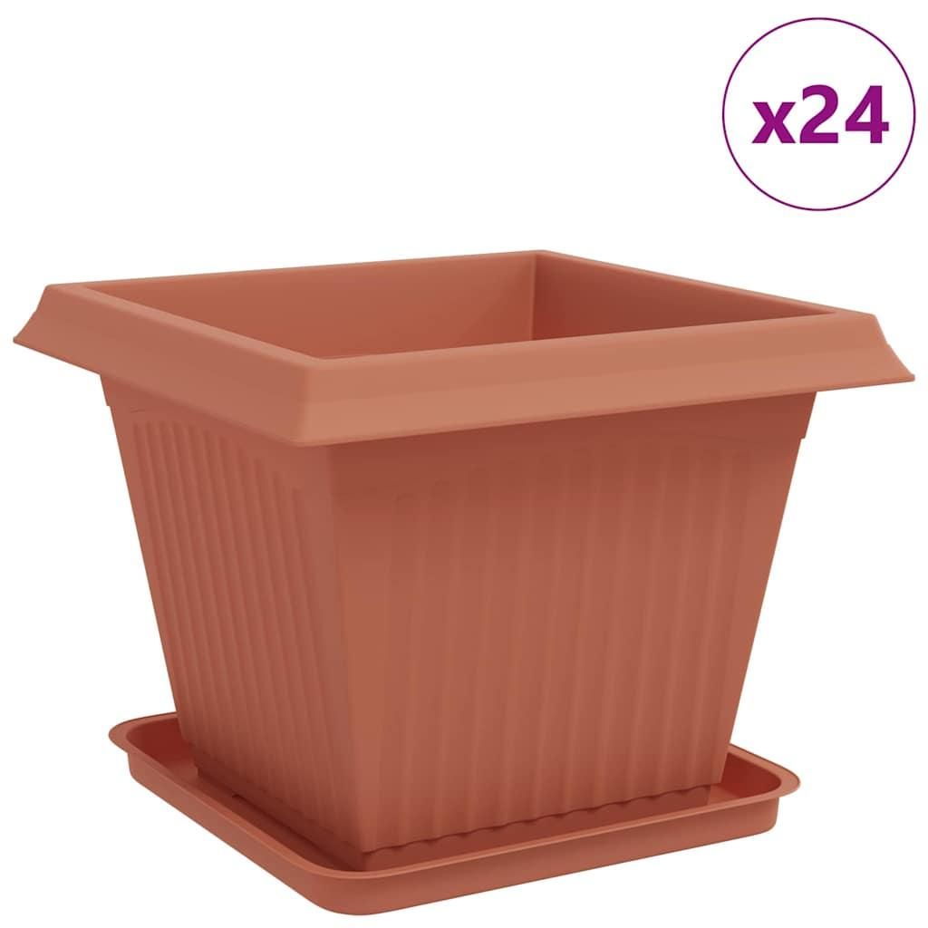 Eleganten-Stil Blumentöpfe 24 pcs - Pflanzkübel - Ziegelrot 43x43x33,5 cm Kunststoff - Blumentöpfe - Möbel26