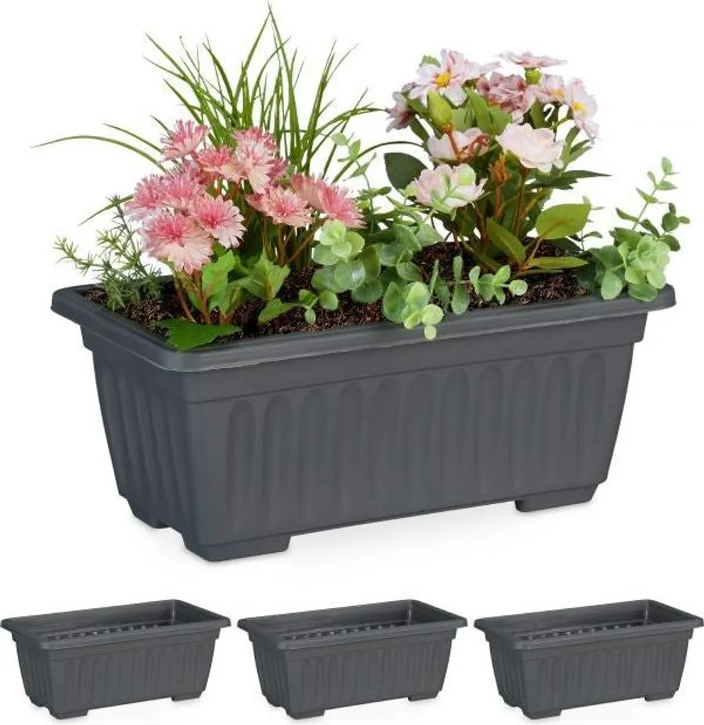 Bac à fleurs étroit gain de place 4 pots pour petits espaces