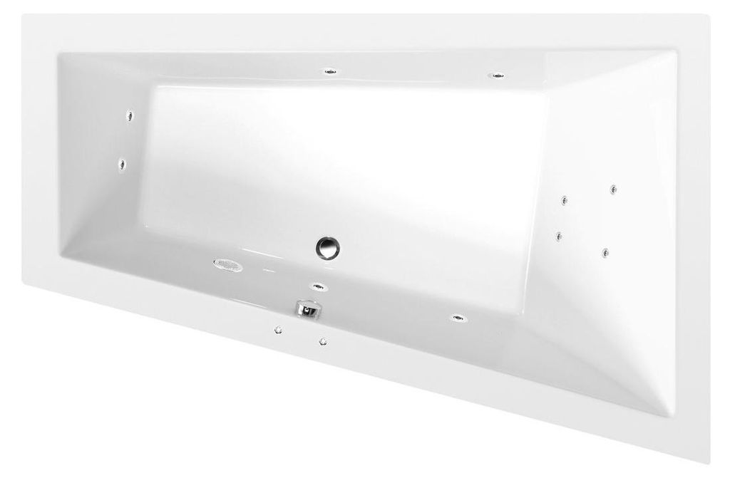 Polysan TRIANGL R Whirlpool-Badewanne, 180x120x50cm, Active Hydro, Chrom