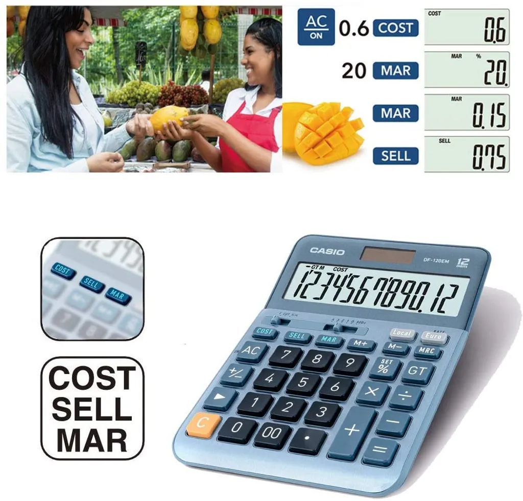 Calculatrice Professionnelle Casio DF-120EM Bleue pour Comptabilité - 8