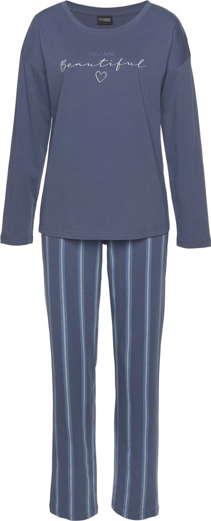 Vivance Dreams Pyjama 2 -teilig blau-gestreift Größe 32/34