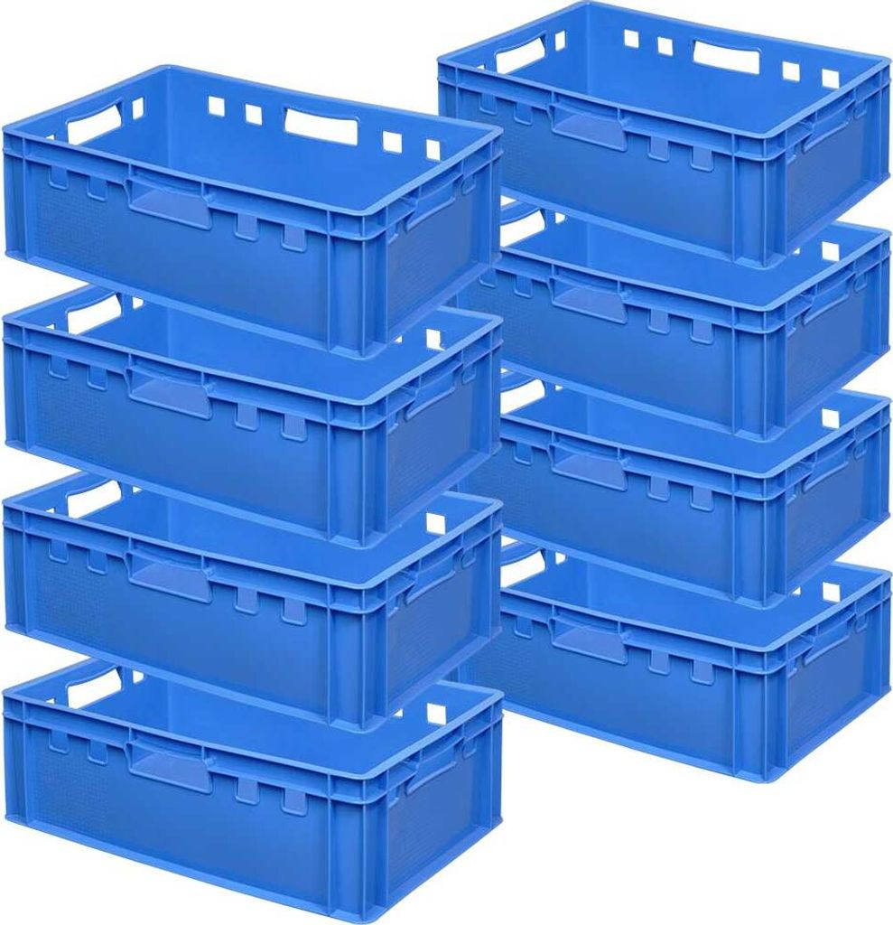 8x Fleischkasten / Eurobehälter E2, blau, LxBxH 600x400x200 Produktbild 