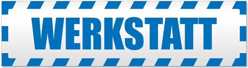 Kiwistar Werkstatt gestreift Magnetschild Schild magnetisch - 20cm Blau - Magnetfolie für Auto PKW Kfz