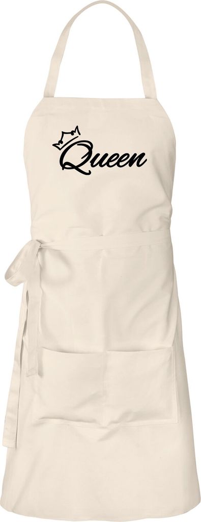 Huuraa Schürze Queen Krone Natur mit Taschen Baumwolle Kochschürze Geschenkidee