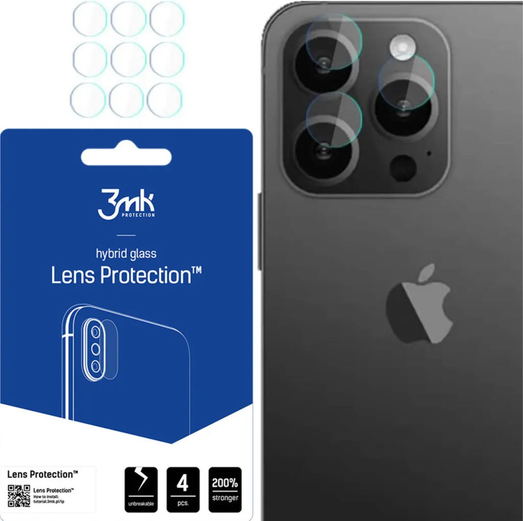 3Mk Vetro Fotocamera iPhone 15 Pro Max - Durezza 9H Certificata