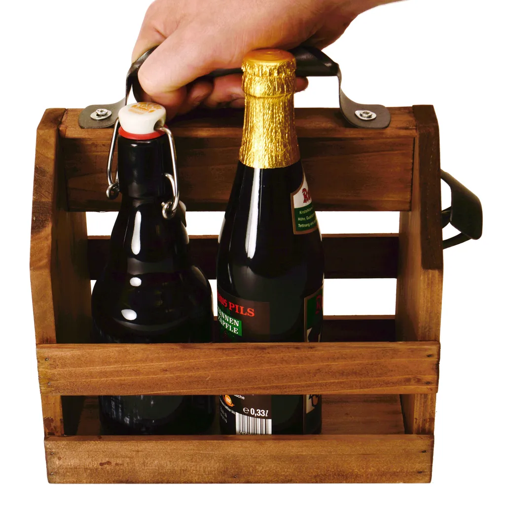 Portabottiglie Legno Chiaro con Apribottiglie Metallo - Stile Nordico - 8