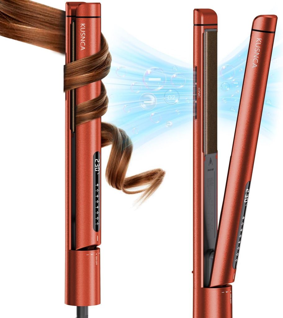 KUSNCA Ionen Glätteisen, 2 In1 Haarglätter Locken Und Glätten, Anti Frizz und Glanz Effekt 10 Sekunden schnelles ErhitzenFüR Alle HaartypenVerb...