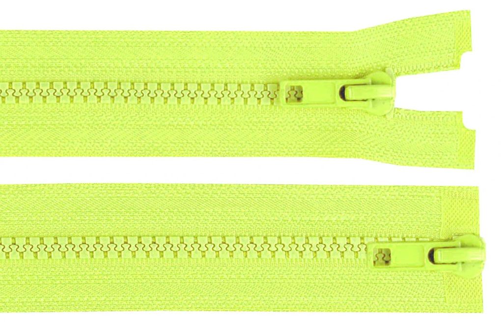 1 Reißverschluss 2-Wege 5mm 70 cm teilbar Autolock Doppelzipper neongelb