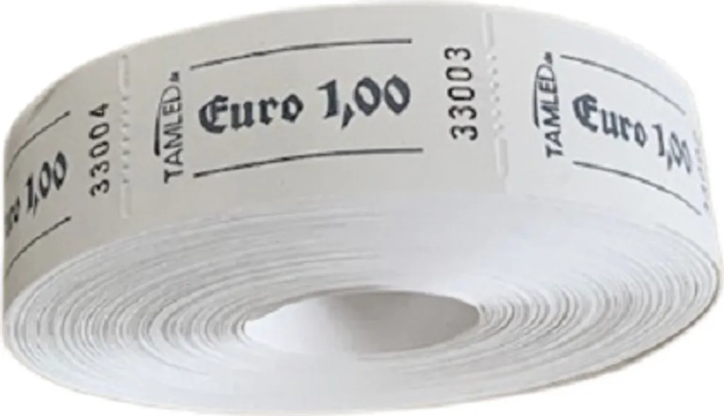 Ticket 1,00 Euro blanc anti-fraude numéroté pour contrôle billetterie