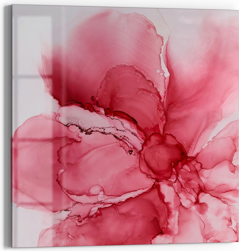 DEQORI Magnettafel Glas 50x50 cm 'Rosige Abstraktion' beschreibbar Whiteboard Küche